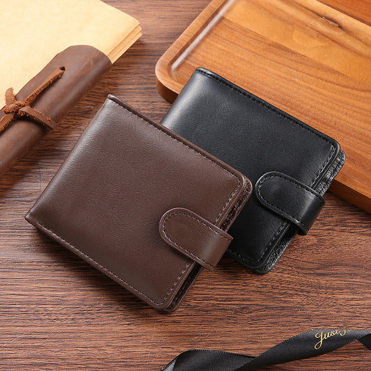 Men's PU Leather Horizontal Wallet Large Capacity Multiple Card Slots With Zipper Coin Pocket