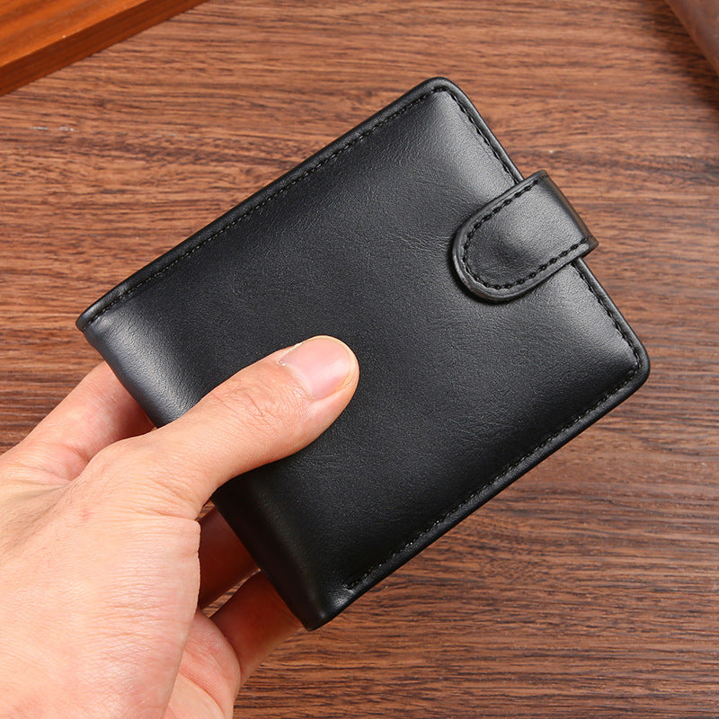 Men's PU Leather Horizontal Wallet Large Capacity Multiple Card Slots With Zipper Coin Pocket