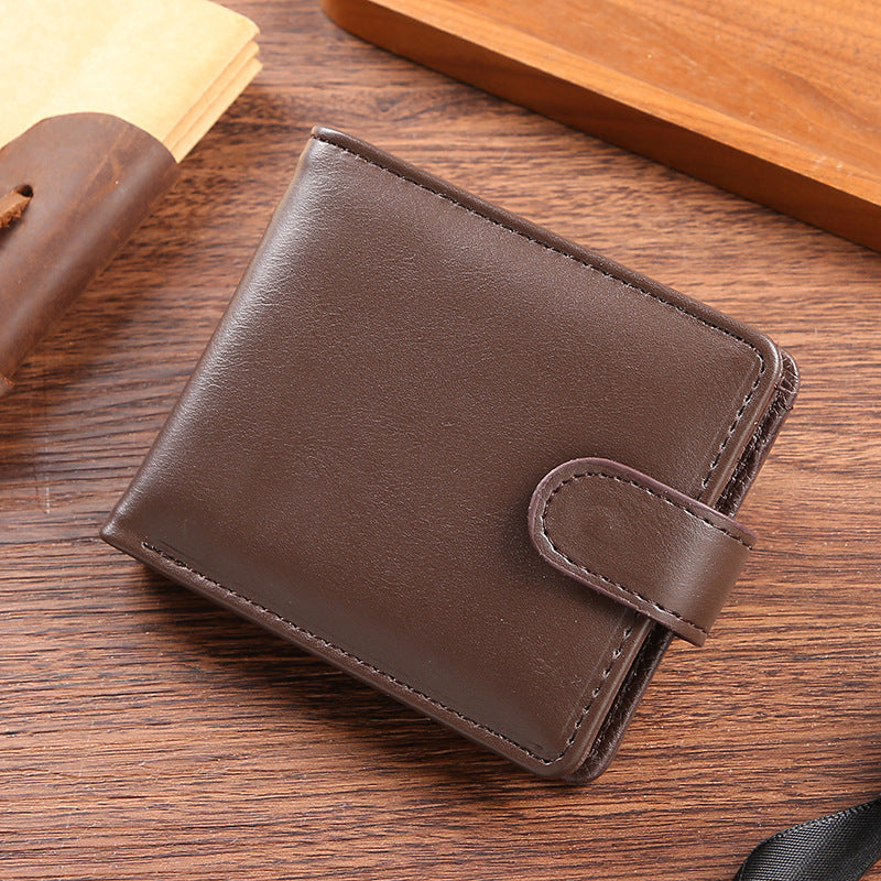 Men's PU Leather Horizontal Wallet Large Capacity Multiple Card Slots With Zipper Coin Pocket