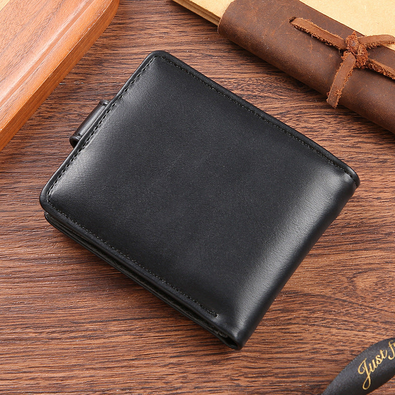 Men's PU Leather Horizontal Wallet Large Capacity Multiple Card Slots With Zipper Coin Pocket