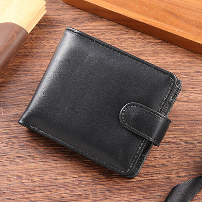 Men's PU Leather Horizontal Wallet Large Capacity Multiple Card Slots With Zipper Coin Pocket