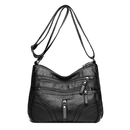 New Women's Soft Leather Large Capacity Shoulder Messenger Bag Middle-aged Mother Bag